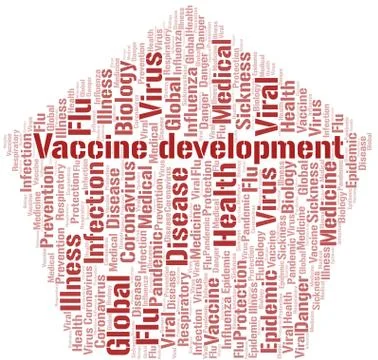 Vaccine development word cloud on white background. Stock Illustration