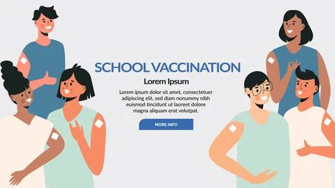 Vaccine for diverse teen or children group banner template. Teenager vaccination Stock Illustration