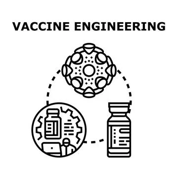 Vaccine engineering process developing medical immunity Stock Illustration