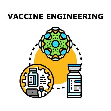 Vaccine engineering process developing medical immunity Illustrazione stock