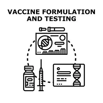 Vaccine formulation and testing scientific development process イラスト素材