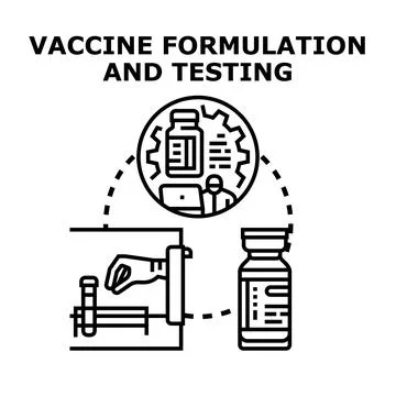 Vaccine formulation research and testing process concept Stock Illustration