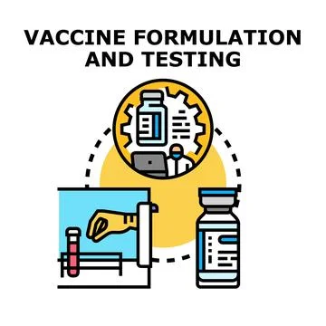 Vaccine formulation research and testing process concept Stock Illustration