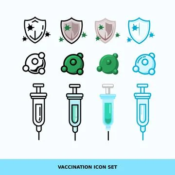 Vaccine icon set vector with different design 库存插图