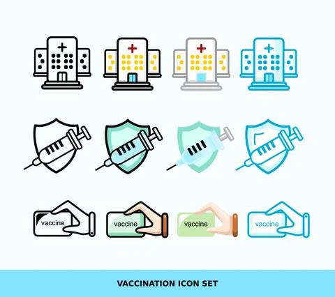 Vaccine icon set vector with different design 库存插图