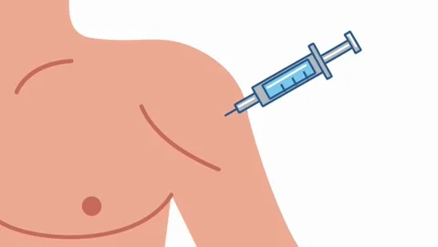 Vaccine injection into shoulder upper arm Stock Footage 341905058