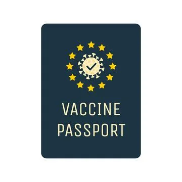 Vaccine passport vector flat template. Passport with mark of vaccination and Stock Illustration