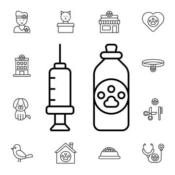 Vaccine, pets flat vector icon in petshop pack Stock Illustration