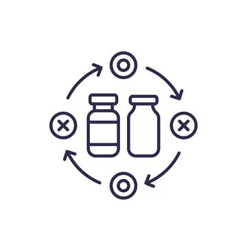 Vaccine selection line icon, vector イラスト素材