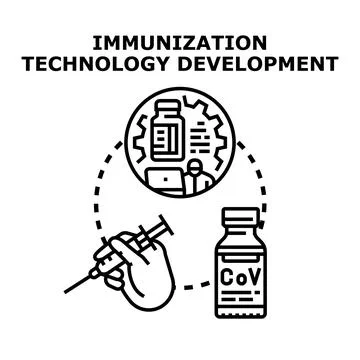 Vaccine technology development, immunity, and global health research Stock Illustration