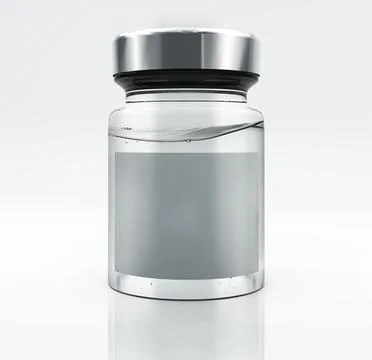 Vaccine template. Bottle vacination empty label. Illustrazione stock