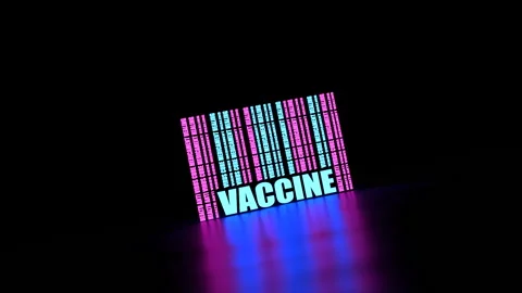 Vaccine text and bar code. Neon shine Stock Footage 162893447