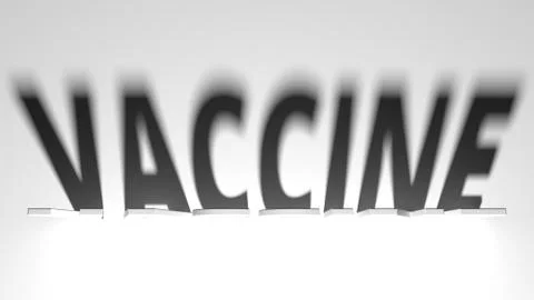 VACCINE text with dramatic light and shadows 3d rendering Illustrazione stock