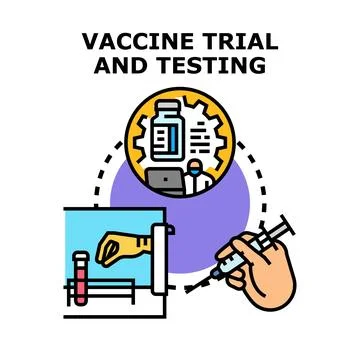 Vaccine trial and testing process researching for infection protect Stock Illustration