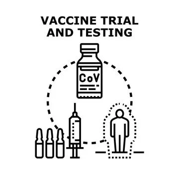Vaccine trial and testing process illustration Stock Illustration