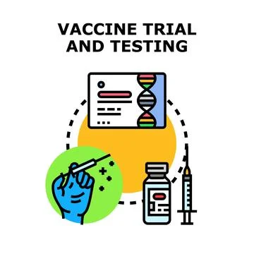 Vaccine trial and testing process illustration Stock Illustration