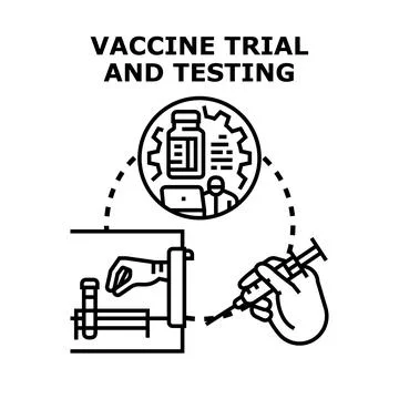 Vaccine trial and testing process researching for infection protect Stock Illustration
