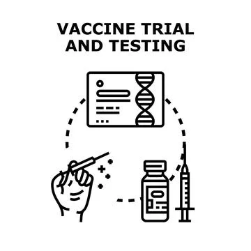 Vaccine trial and testing process illustration Ilustração Stock