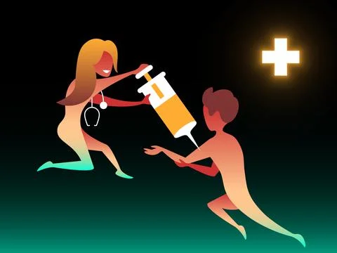 Vaccine. Vector composition in gradient style. Concept art Stock Illustration