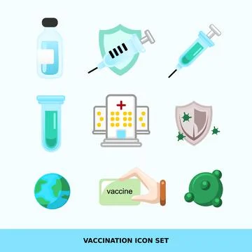 Vaccine vector icon set with a flat design Stockillustratie