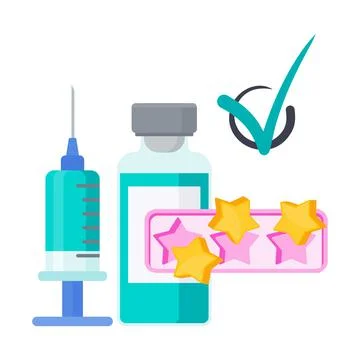 Vaccines. No side effects. Vector flat illustration. 스톡 일러스트