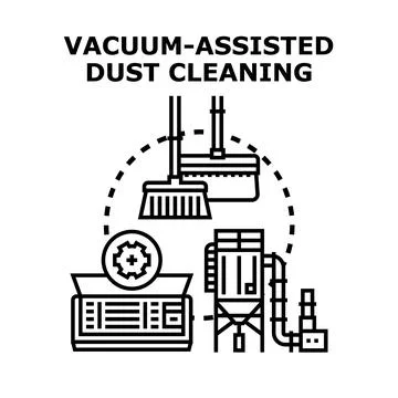 Vacuum assisted dust cleaning process concept Stock Illustration