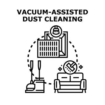 Vacuum assisted dust cleaning system concept Illustrazione stock