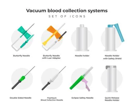 Vacuum blood collection systems vector icons isolated on white background Stock-Illustration