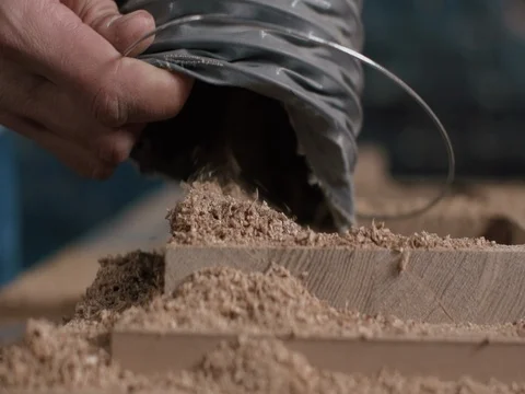 Vacuum cleaner absorb wood chips Stock Footage 73483410