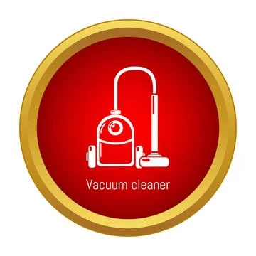 Vacuum cleaner appliance icon with red circular background Stock Illustration