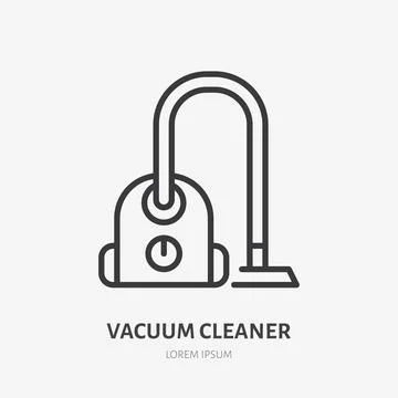 Vacuum cleaner flat line icon. Vector outline illustration of housekeeping Stock Illustration