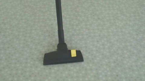 Vacuum-cleaner-head-cleaning-gray-carpet-top-view Stock Footage 344941365