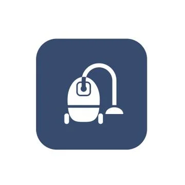 Vacuum cleaner icon, flat design on dark background. Illustrazione stock