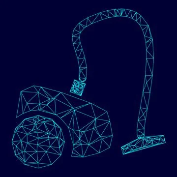 Vacuum cleaner low poly triangulation triangulated polygonal electric cyan bl Ilustración de archivo