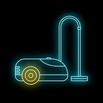 Vacuum cleaner neon glowing light icon illustration Stock Illustration