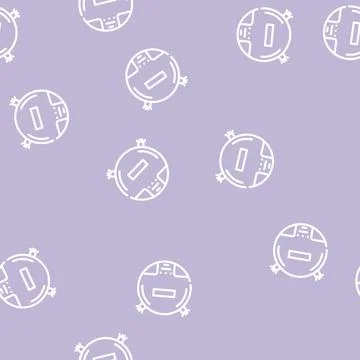 Vacuum cleaner robot line vector seamless pattern Stock Illustration