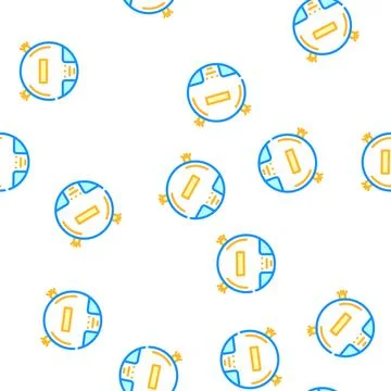 Vacuum cleaner robot vector seamless pattern Stock Illustration
