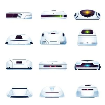 Vacuum cleaner robots, modern vector equipment Stockillustratie