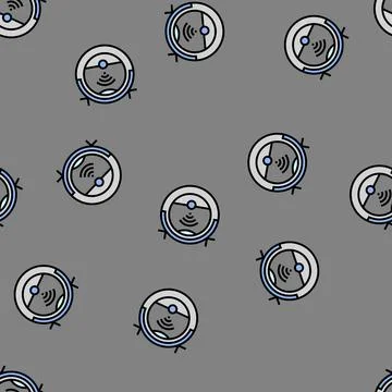 Vacuum cleaner smart home vector seamless pattern イラスト素材