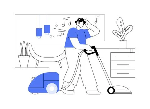 Vacuum cleaning isolated cartoon vector illustrations. Ilustración de archivo