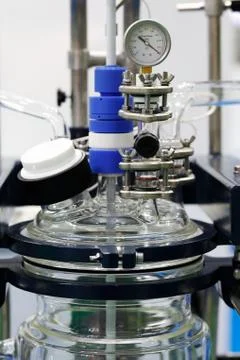 Vacuum controller of jacketed glass reactor unit Stock Photos