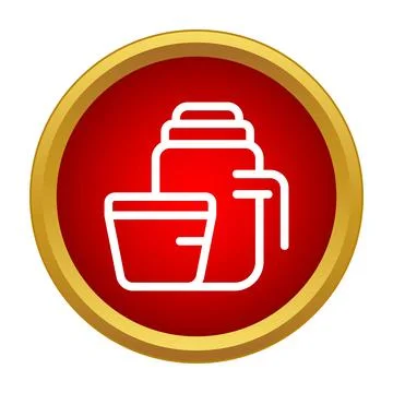 Vacuum flask and cup line icon design Stock Illustration