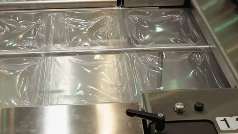 Vacuum food package machine in action Video stock 71585207