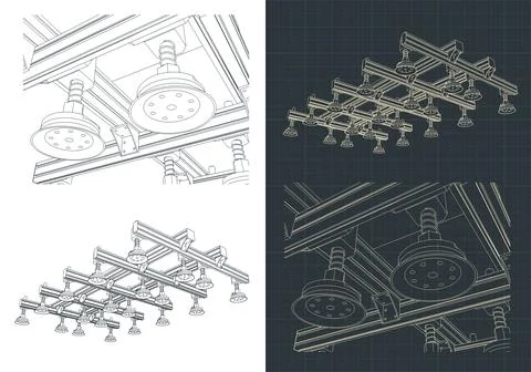 Vacuum gripper close-up drawings Stock Illustration