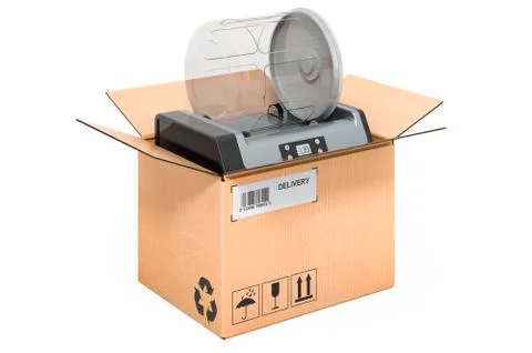 Vacuum marinator inside cardboard box, delivery concept. 3D rendering イラスト素材