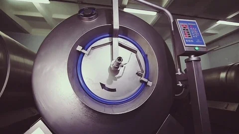  VACUUM MEAT TUMBLERS. Stock Footage 83982794