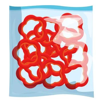 Vacuum pack containing sliced red bell pepper for freezing Stock Illustration