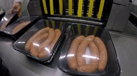 Vacuum Packaging of Processed Meat Stock Footage 59190002