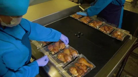 Vacuum Packaging of Processed Meat. Meat industry. Stock Footage 70621490