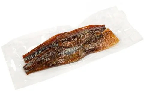 Vacuum packed bream on white Stock Photos